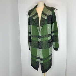 Allison Sheri Plaid Green and Gray Women's Sweater
